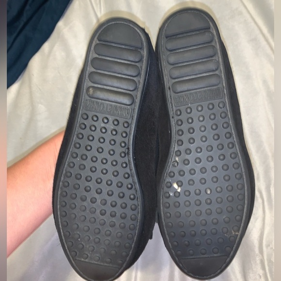 Minnetonka Women's Moccasins boat shoes Black Suede fringe Kilty plus flats 7 - Picture 6 of 8